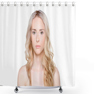 Personality  Woman Looking Into Camera Shower Curtains