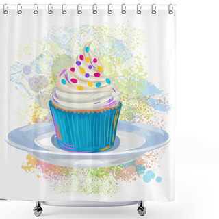 Personality  Cream Cake On Paint Blots Shower Curtains
