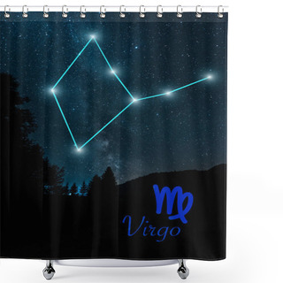 Personality  Dark Landscape With Night Starry Sky And Virgo Constellation Shower Curtains