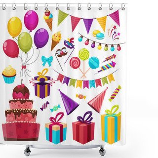 Personality  Birthday Party Icon Set Shower Curtains
