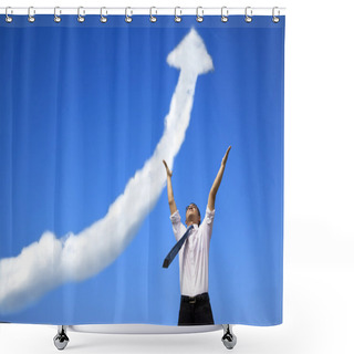 Personality  Success Businessman With Business Growing Graph Cloud Shower Curtains