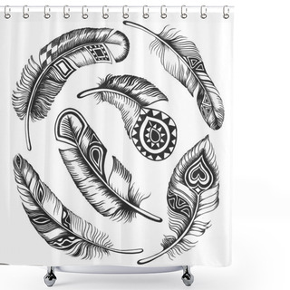 Personality  Vintage Feather Set Shower Curtains