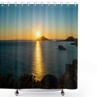 Personality  Sunset Near Scenic Aegean Sea In Greece Shower Curtains