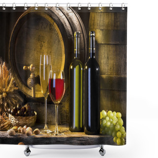 Personality  Still-life With Wine And Barrels Shower Curtains