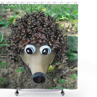 Personality  Hedgehog Made From A Plastic Bottle And Cones Shower Curtains