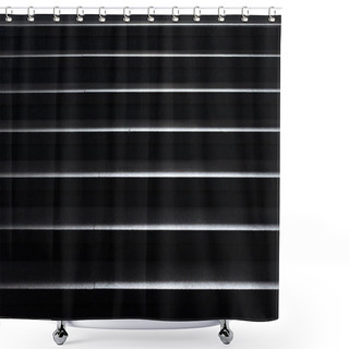 Personality  Shiny Horizontal Metal Strips On Black, Full Frame View Shower Curtains