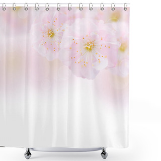 Personality  Cherry Flowers In Green Garden Shower Curtains