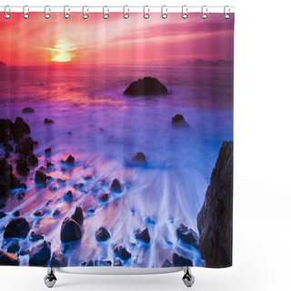 Personality  Ocean Sunset Panorama Shower Curtains