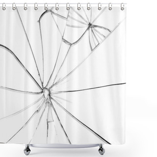 Personality  Broken Glass With Black Cracks Shower Curtains