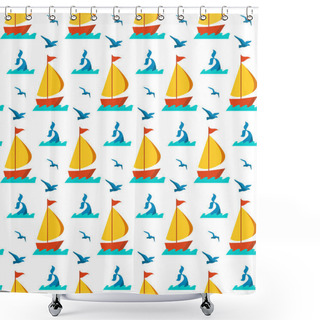 Personality  Seamless Patterns Nautical Elements Vector Shower Curtains