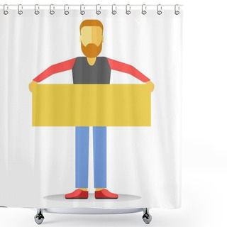 Personality  Striking Man Holding Empty Banner  Shower Curtains