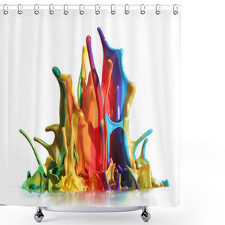 Personality  Colorful Paint Splashing Isolated On White Shower Curtains