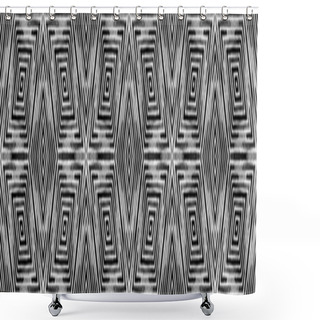 Personality  Dark Black And White Seamless Border Scroll. Geome Shower Curtains
