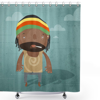 Personality  Vector Grunge Background With Rastaman. Shower Curtains