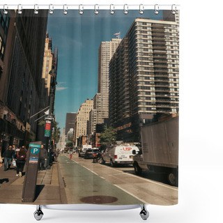 Personality  NEW YORK, USA- OCTOBER 11, 2022: Road Traffic On Urban Street In Manhattan  Shower Curtains