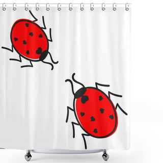 Personality  Ladybugs In Love Isolated Shower Curtains