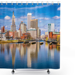 Personality  Providence, Rhode Island, USA Downtown Skyline On The River.  Shower Curtains