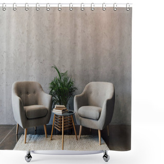Personality  Grey Armchairs On Carpet  Shower Curtains