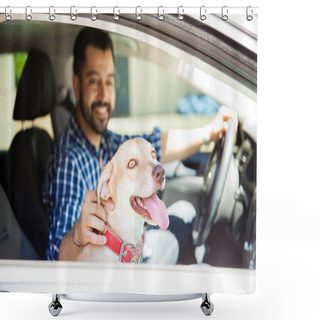 Personality  Dog Seating On The Passenger Seat  Shower Curtains