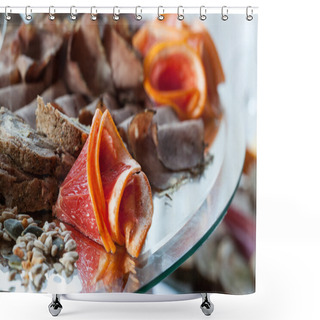 Personality  Rolled Grapefruit Slices With Meat Shower Curtains