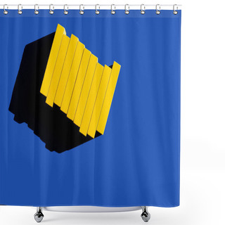 Personality  Top View Of Colored Yellow Blocks On Blue Background, Ukrainian Concept Shower Curtains