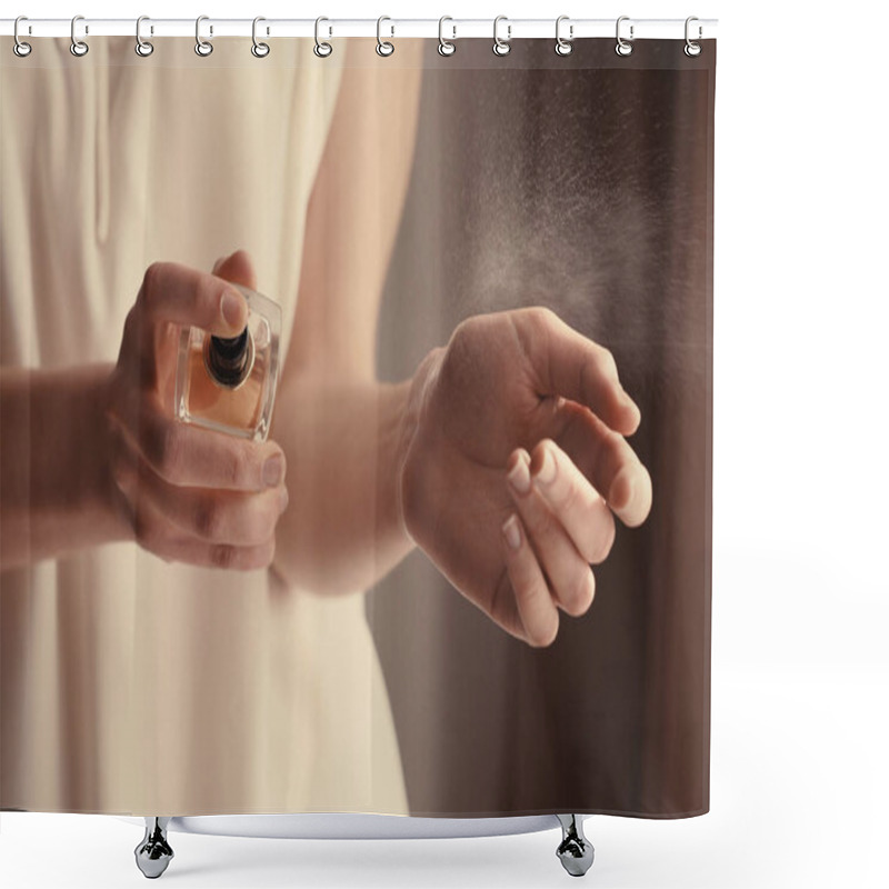 Personality  Young Woman With Bottle Of Perfume  Shower Curtains