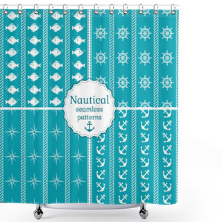 Personality  Nautical Seamless Patterns. Vector Collection. Shower Curtains
