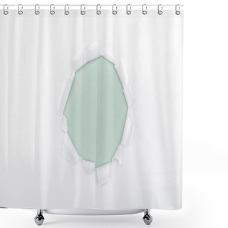 Personality  Ragged Hole In Textured White Paper On Light Blue Background  Shower Curtains