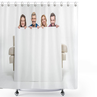 Personality  Friends Holding Blank Card   Shower Curtains