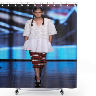 Personality  Emma Waldo Walk The Runway At DKNY Shower Curtains