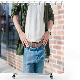 Personality  Man Standing On Street Shower Curtains
