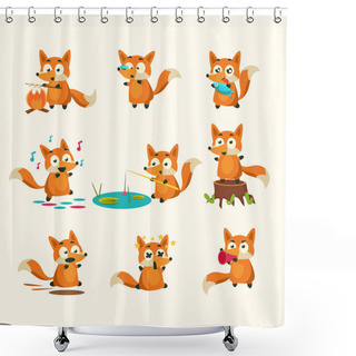 Personality  Fox Activities With Different Emotions. Shower Curtains