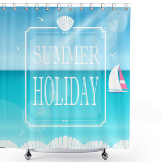 Personality  Shiny Seaside Banner Vector Illustration Shower Curtains