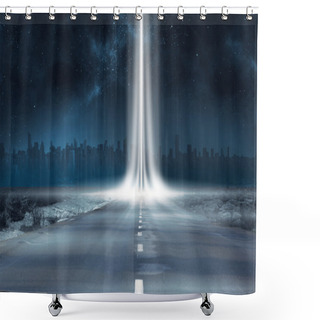 Personality  Road Leading Out To The Horizon With Light Beam Shower Curtains