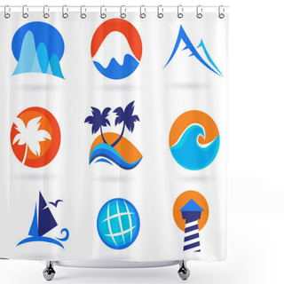 Personality  Vacation Travel And Holiday Summer Icons Shower Curtains