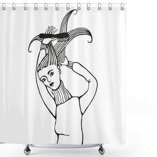 Personality  Girl Brushing Hair Shower Curtains
