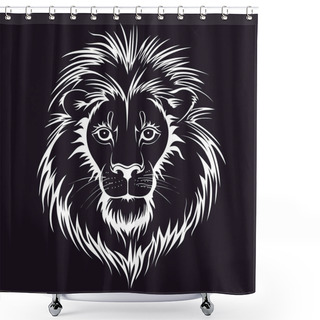 Personality  Lion Head Logo. Vector Illustration, Isolated On Black Background. Shower Curtains