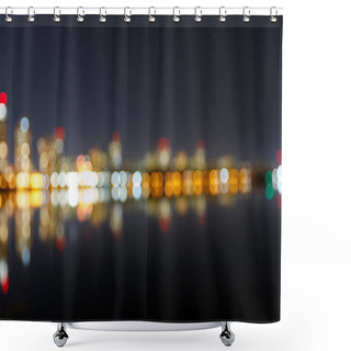 Personality  Blurred Dark Cityscape With Illuminated Buildings And Reflection Shower Curtains