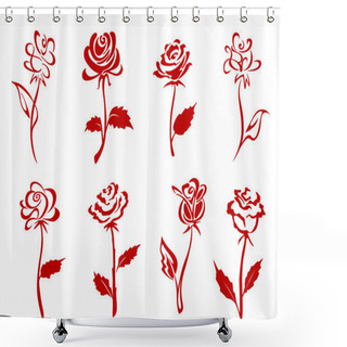 Personality  Beautiful Red Roses Shower Curtains