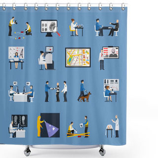 Personality  Crime Investigation Flat Icons Set Shower Curtains