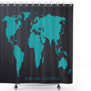 Personality  Dotted World Map Isolated Shower Curtains