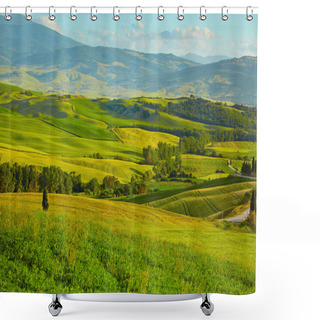 Personality  Tuscany, Rural Sunset Landscape. Shower Curtains