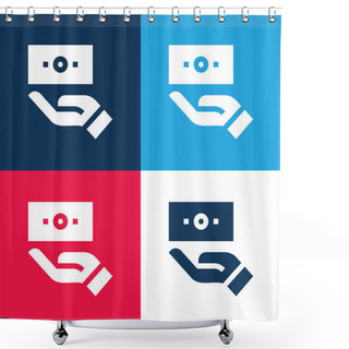 Personality  Bill Blue And Red Four Color Minimal Icon Set Shower Curtains