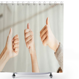 Personality  Cropped View Of Brokers Showing Thumbs Up Shower Curtains