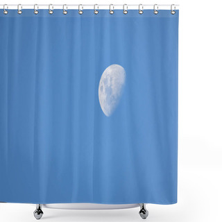 Personality  Waning Gibbous In The Sky, A View From The Ground To An Illuminated Moon Disc With Numerous Craters On The Surface. Shower Curtains