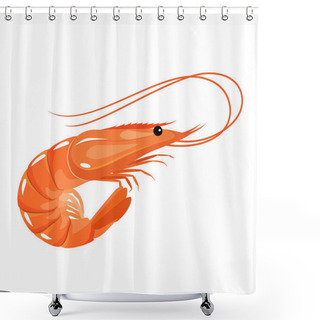 Personality  Cartoon Shrimp Illustration. Vector Illustration Shower Curtains