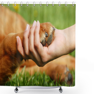 Personality  Dog Paw And Hand Shaking Shower Curtains