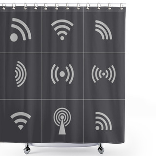 Personality  Vectvor Black Wireless Icons Set Shower Curtains