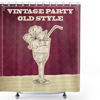 Personality  Vintage Party Poster With Cocktail Shower Curtains