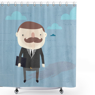 Personality  Vector Grunge Background With Businessman. Shower Curtains